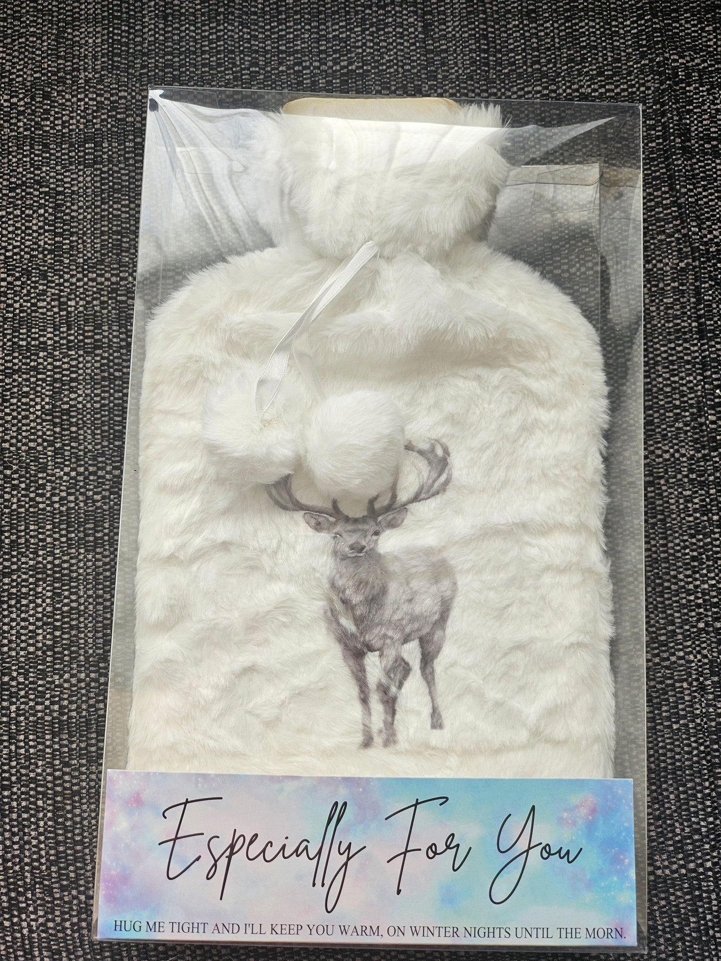 Stag Faux Fur Hot Water Bottle Cover