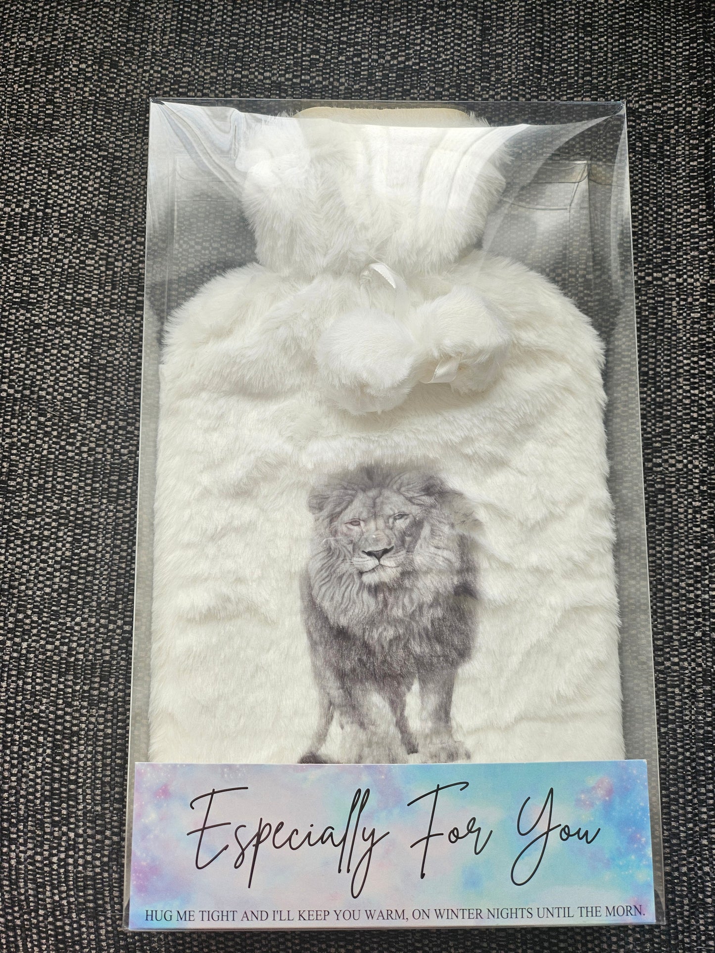 Lion Faux Fur Hot Water Bottle Cover