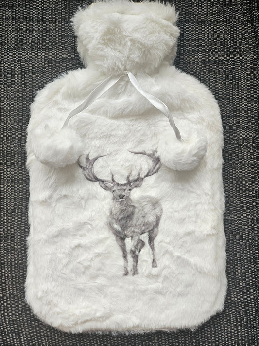 Stag Faux Fur Hot Water Bottle Cover