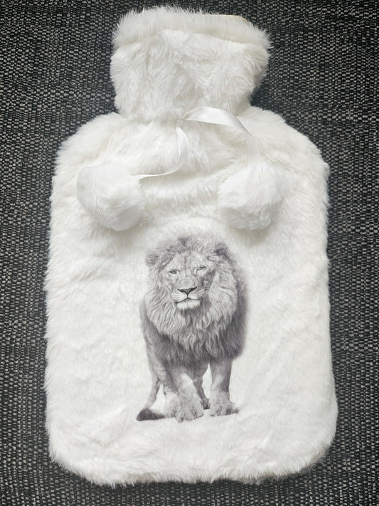 Lion Faux Fur Hot Water Bottle Cover