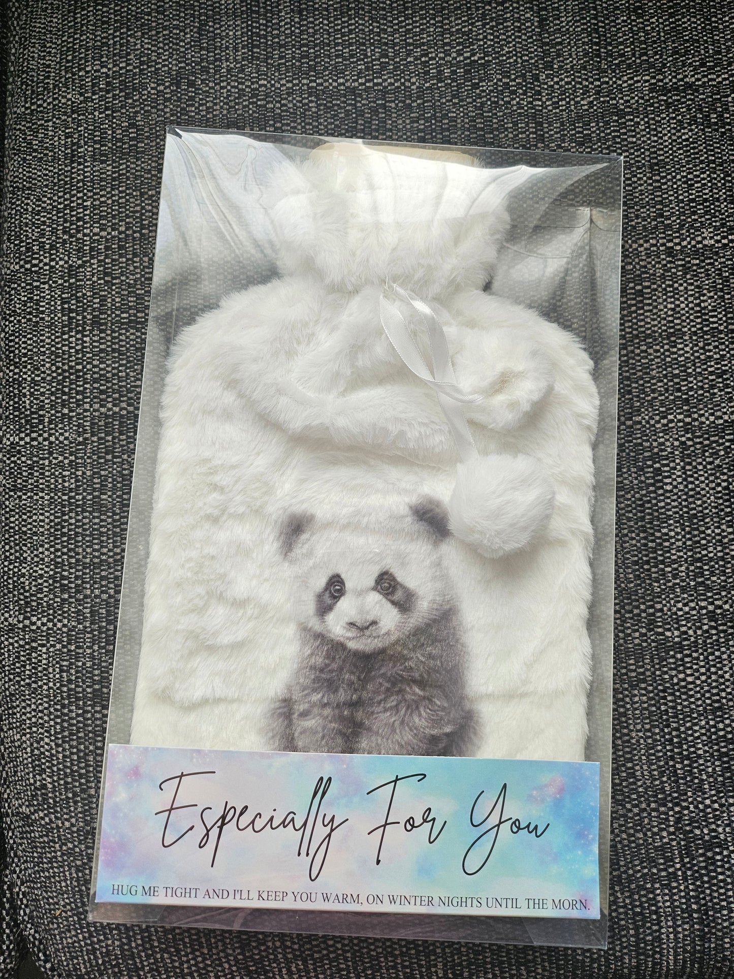 Baby Panda Faux Fur Hot Water Bottle Cover