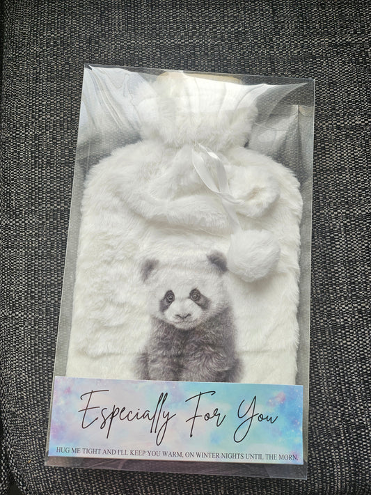 Baby Panda Faux Fur Hot Water Bottle Cover
