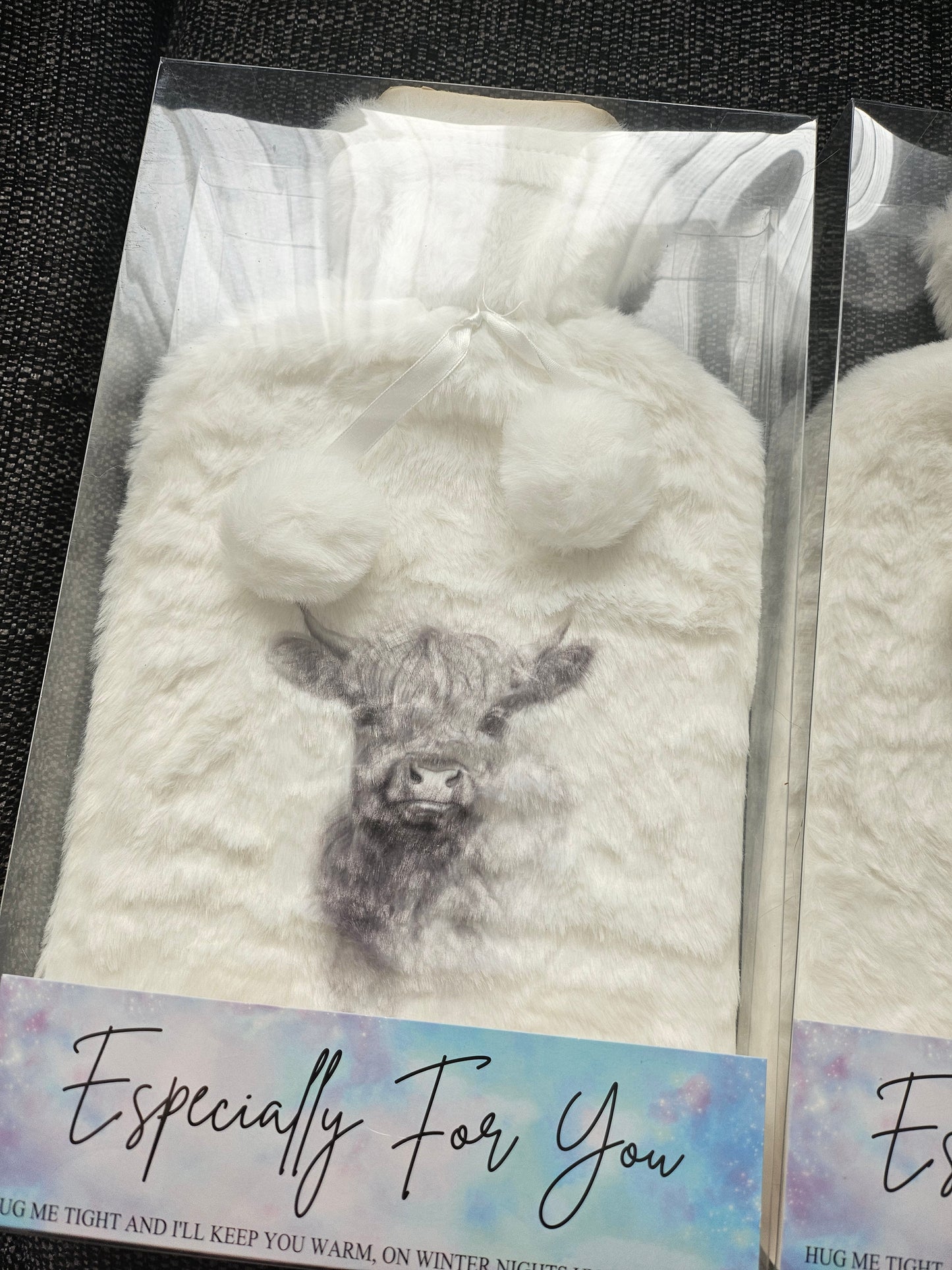 Highland Cow Faux Fur Hot Water Bottle Cover
