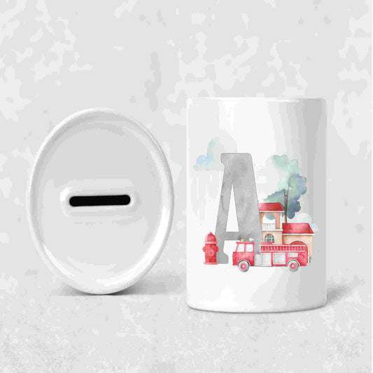 Personalised Fire Engine Money Box